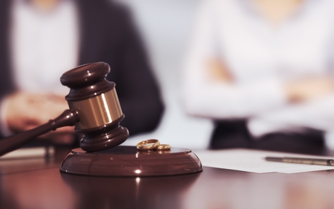 divorcing couple at lawyer's office